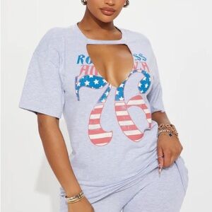 Fashion Nova 76 American Flag T Shirt NEW NWT